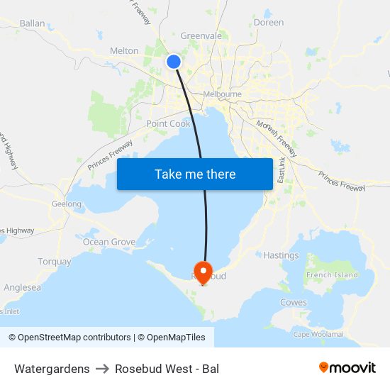 Watergardens to Rosebud West - Bal map