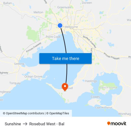 Sunshine to Rosebud West - Bal map