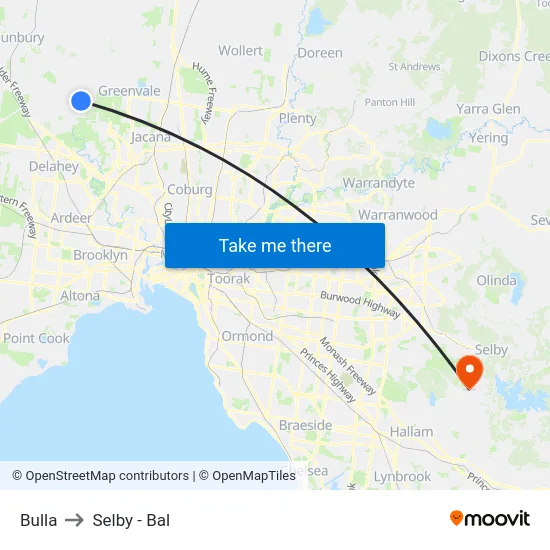 Bulla to Selby - Bal map
