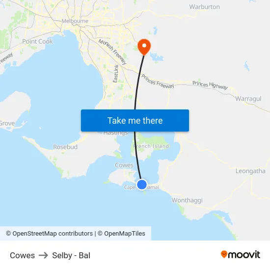 Cowes to Selby - Bal map
