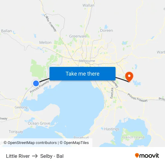 Little River to Selby - Bal map