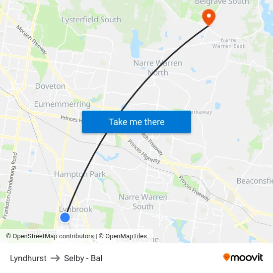 Lyndhurst to Selby - Bal map