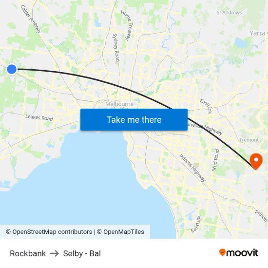 Rockbank to Selby - Bal map