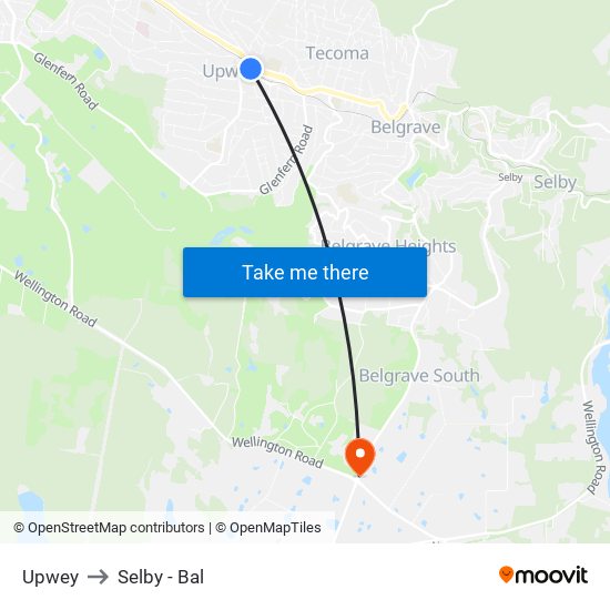 Upwey to Selby - Bal map