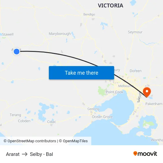 Ararat to Selby - Bal map