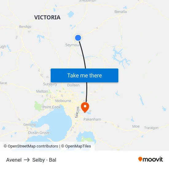Avenel to Selby - Bal map