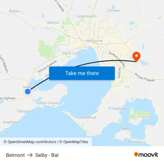 Belmont to Selby - Bal map