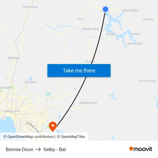 Bonnie Doon to Selby - Bal map