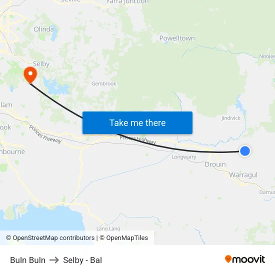 Buln Buln to Selby - Bal map
