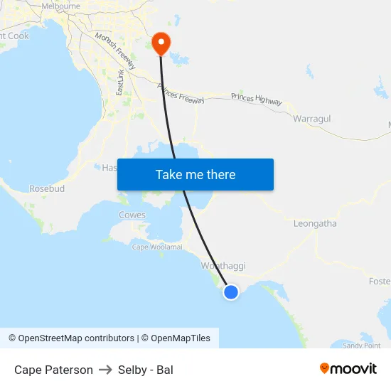 Cape Paterson to Selby - Bal map