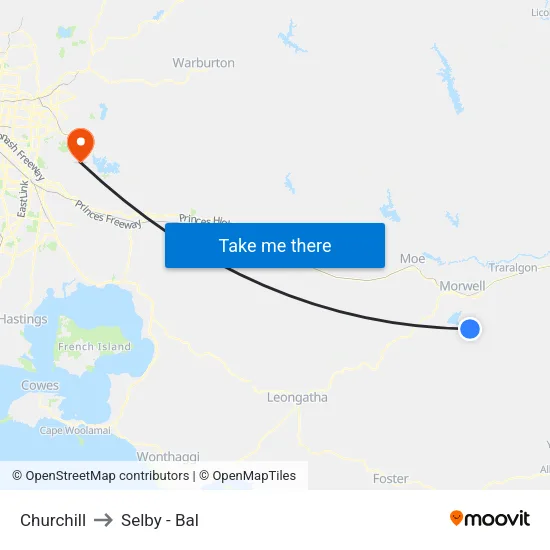 Churchill to Selby - Bal map