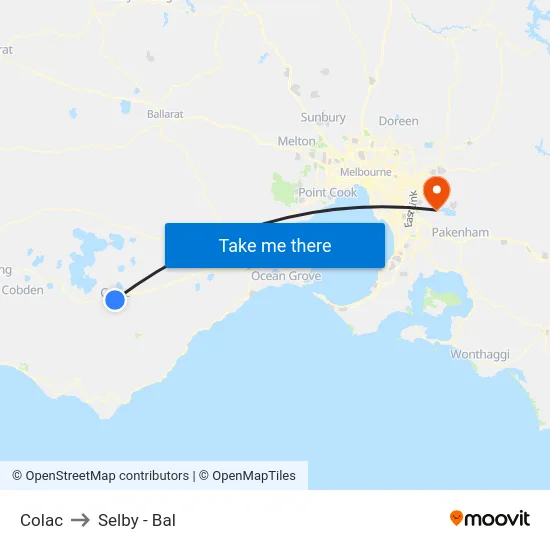 Colac to Selby - Bal map