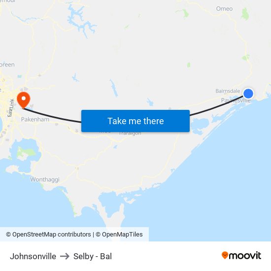 Johnsonville to Selby - Bal map