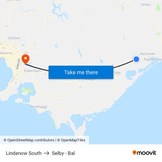 Lindenow South to Selby - Bal map