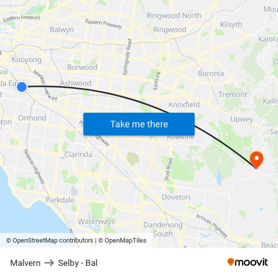 Malvern to Selby - Bal map