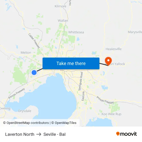 Laverton North to Seville - Bal map