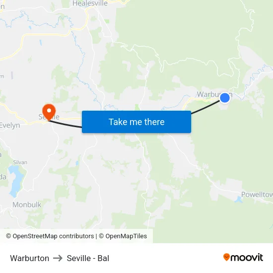 Warburton to Seville - Bal map