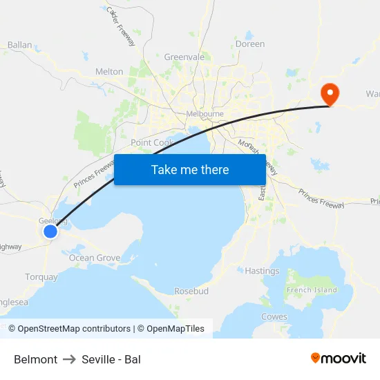 Belmont to Seville - Bal map