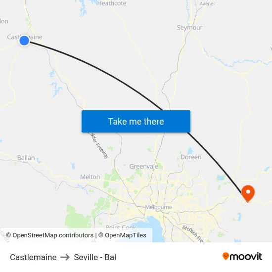 Castlemaine to Seville - Bal map