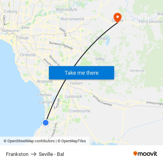 Frankston to Seville - Bal map