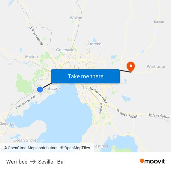 Werribee to Seville - Bal map