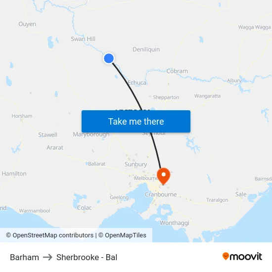 Barham to Sherbrooke - Bal map