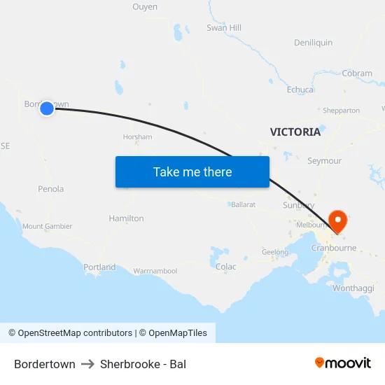 Bordertown to Sherbrooke - Bal map