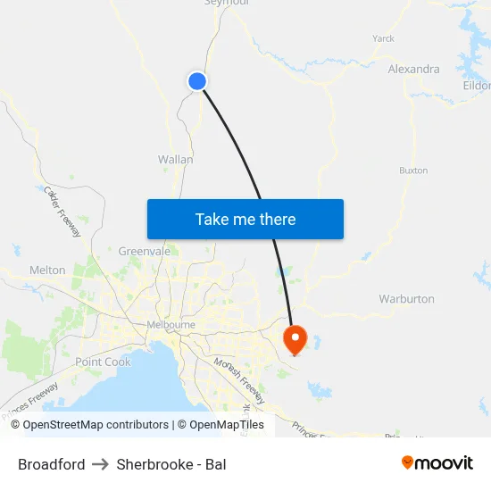 Broadford to Sherbrooke - Bal map
