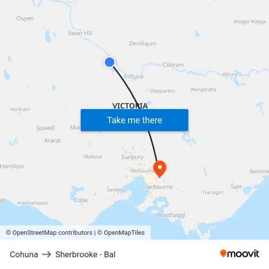 Cohuna to Sherbrooke - Bal map
