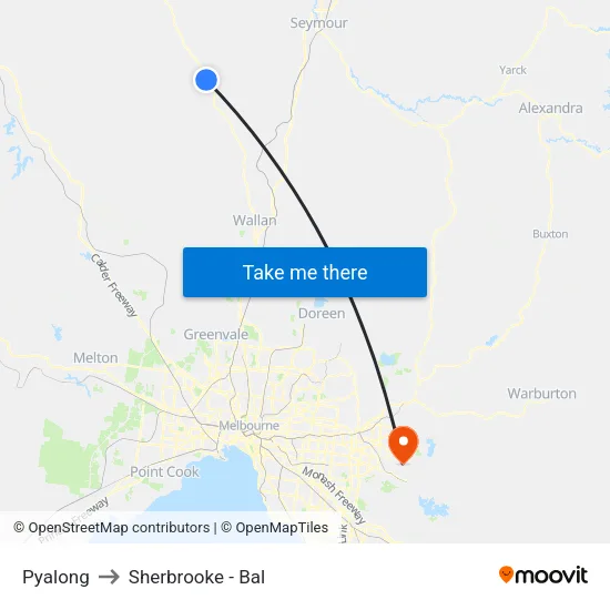 Pyalong to Sherbrooke - Bal map