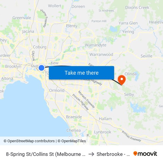 8-Spring St/Collins St (Melbourne City) to Sherbrooke - Bal map