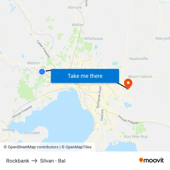 Rockbank to Silvan - Bal map