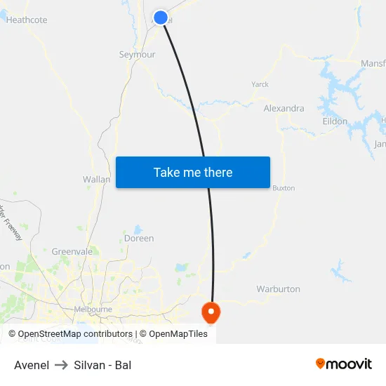 Avenel to Silvan - Bal map
