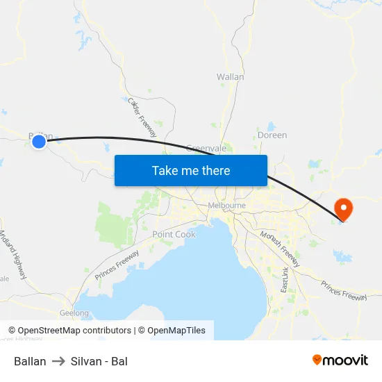 Ballan to Silvan - Bal map