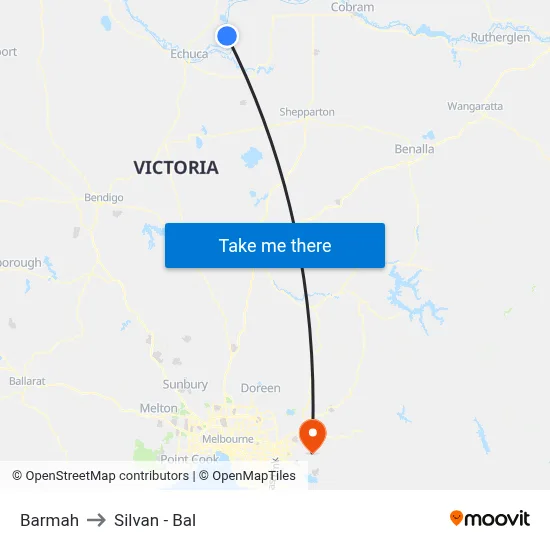 Barmah to Silvan - Bal map