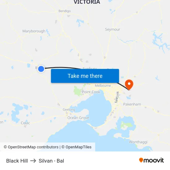 Black Hill to Silvan - Bal map