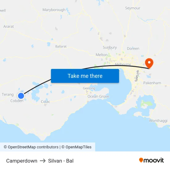 Camperdown to Silvan - Bal map