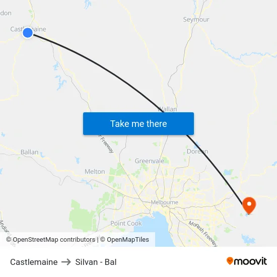 Castlemaine to Silvan - Bal map