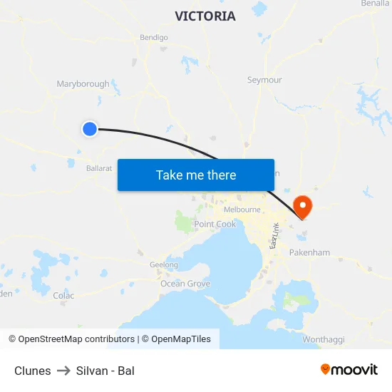Clunes to Silvan - Bal map