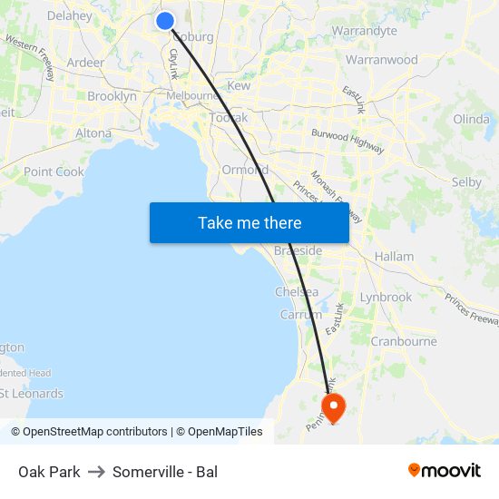 Oak Park to Somerville - Bal map