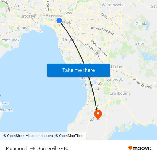 Richmond to Somerville - Bal map