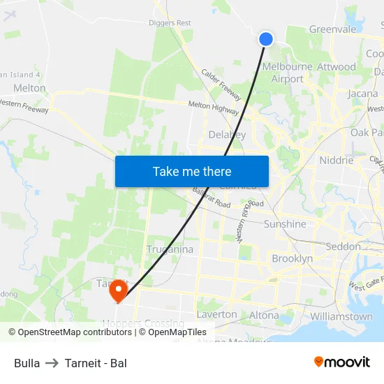 Bulla to Tarneit - Bal map