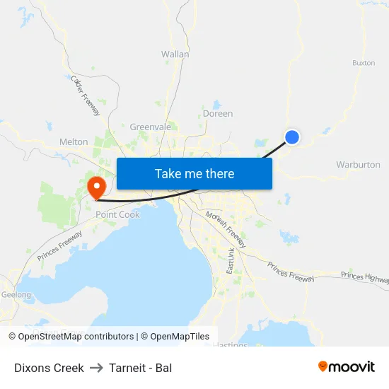 Dixons Creek to Tarneit - Bal map