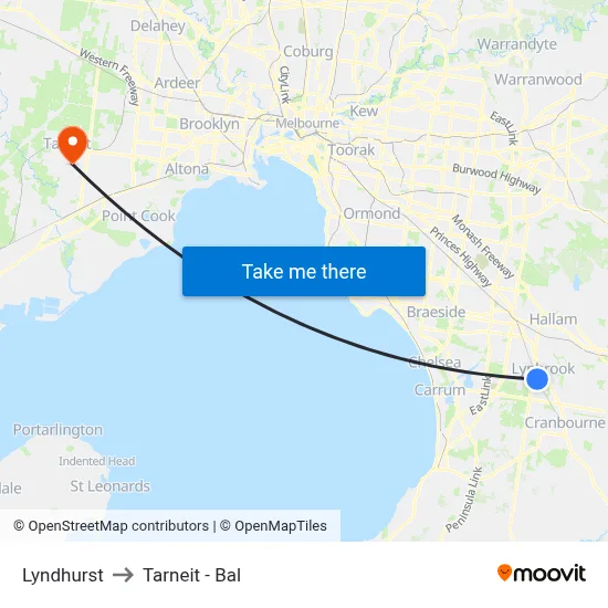 Lyndhurst to Tarneit - Bal map