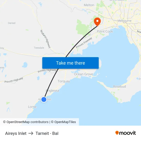 Aireys Inlet to Tarneit - Bal map