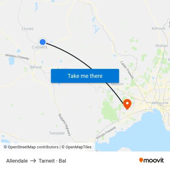 Allendale to Tarneit - Bal map