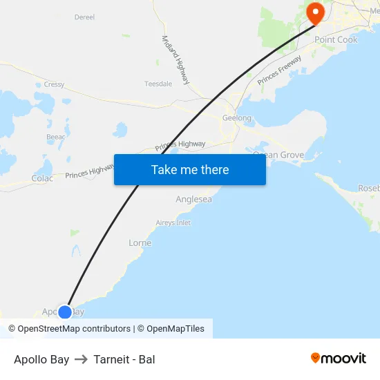 Apollo Bay to Tarneit - Bal map