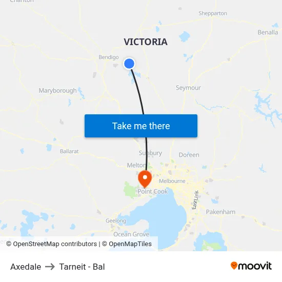 Axedale to Tarneit - Bal map