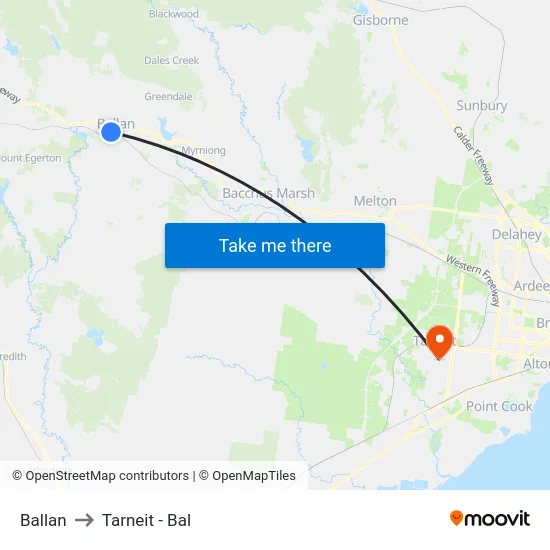 Ballan to Tarneit - Bal map