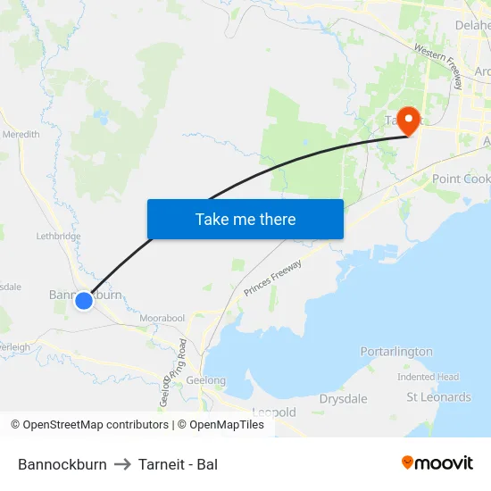 Bannockburn to Tarneit - Bal map